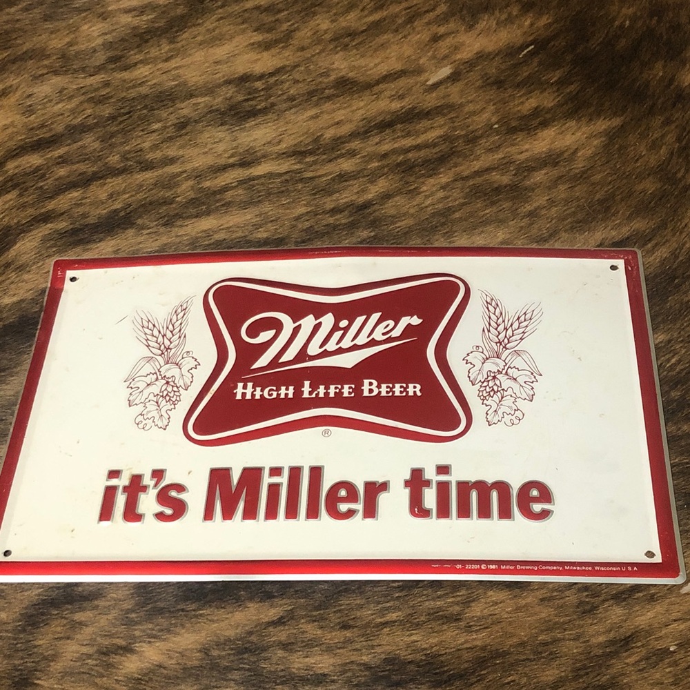 Miller Time aluminum sign